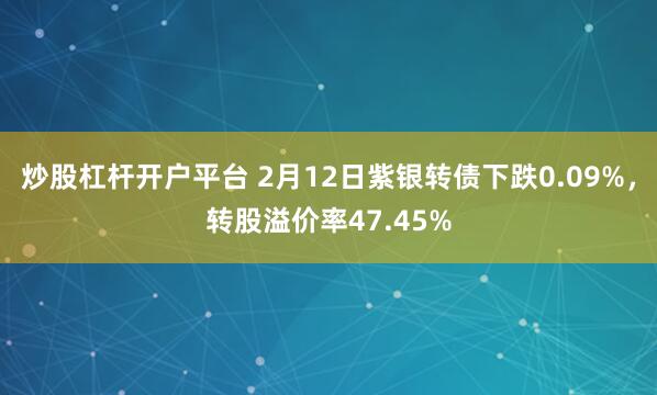 炒股杠杆开户平台 2月12日紫银转债下跌0.09%，转股溢价率47.45%