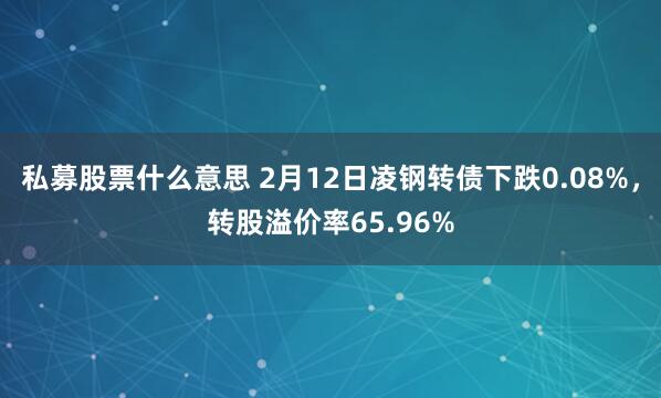 私募股票什么意思 2月12日凌钢转债下跌0.08%，转股溢价率65.96%