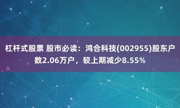 杠杆式股票 股市必读：鸿合科技(002955)股东户数2.06万户，较上期减少8.55%