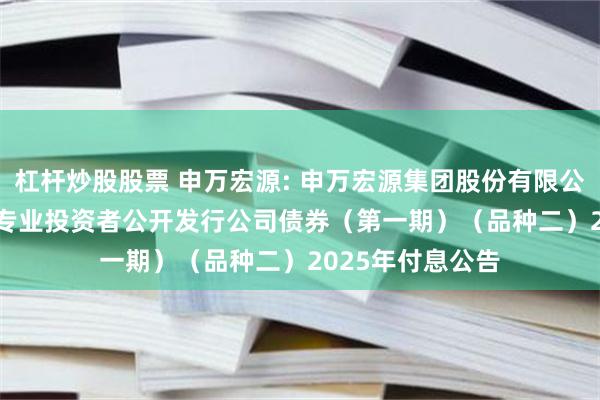 杠杆炒股股票 申万宏源: 申万宏源集团股份有限公司 2023年面向专业投资者公开发行公司债券(第一期)(品种二)2025年付息公告